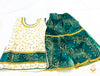 Golden colour silk based embroidered kameez with netting green colour plazo