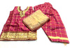 Purple and golden colour silk based kids punjabi suit