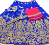 Royal blue colour silk based heavy embroidered lehngawith mazenta dupatta