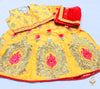Mustard colour silk based heavy embroidery beautiful lehnga