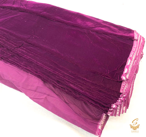 Dark Purple  colour velvet fabric (per meter) 117 cm width