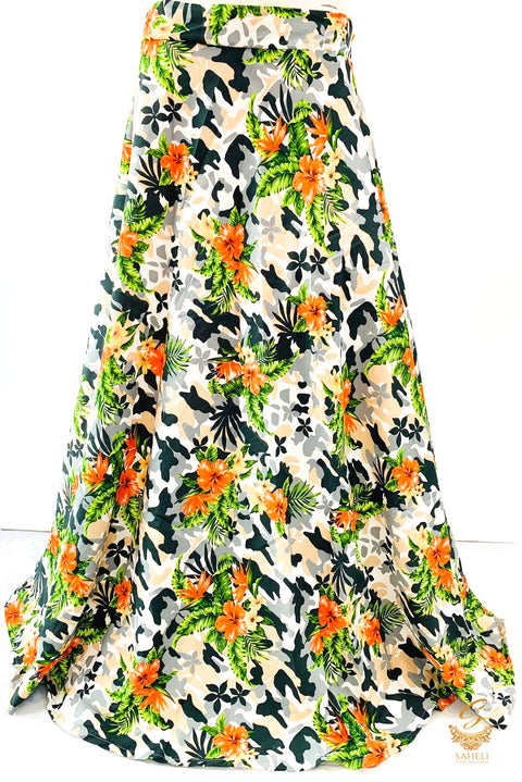 multicolour beautiful floral print soft fabric multi flared skirts