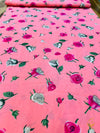 Pink colour beautiful floral print crape Fabric (per meter) 120cm width