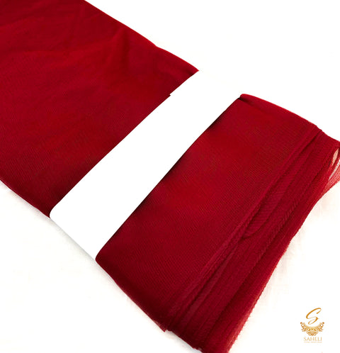 Dark MAroon colour netting Fabric (per meter) 146cm width