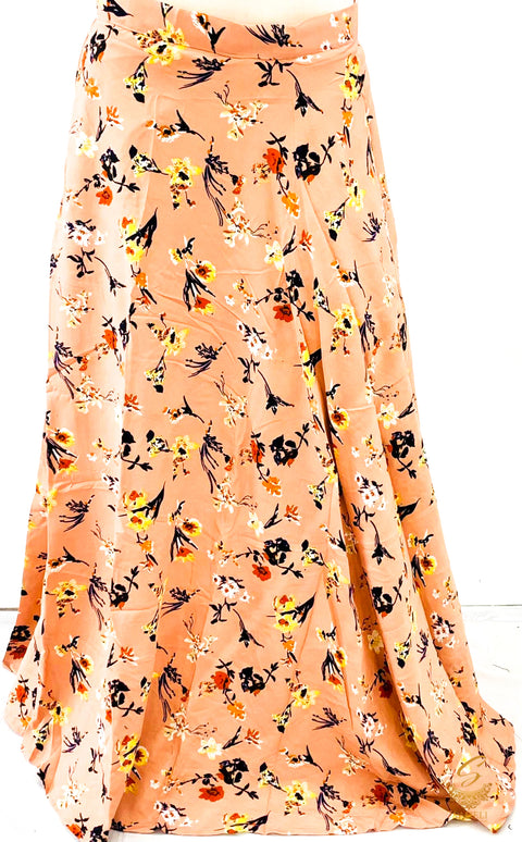Peach beautiful floral print soft fabric multi flared skirts