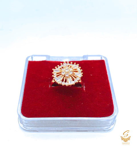 Beautiful shiny crystals golden and silver adjustable Ring
