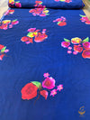 Nevi blue colour beautifulfloral print crape Fabric (per meter) 110cm