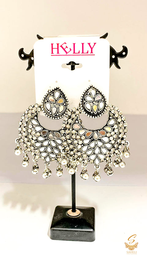 Beautiful Oxidised earrings with mirrors