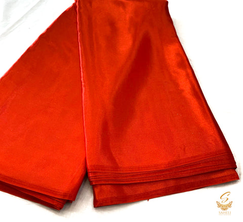 Dark Fire red colour Satin Silk beautiful soft fabric(Per meter) 112cm width