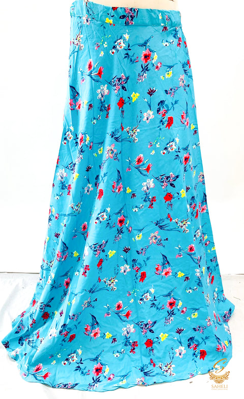 Skyblue  beautiful floral print soft fabric multi flared skirts