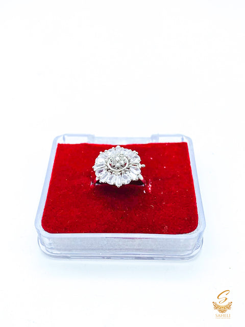 Beautiful shiny crystals silver stone adjustable Ring