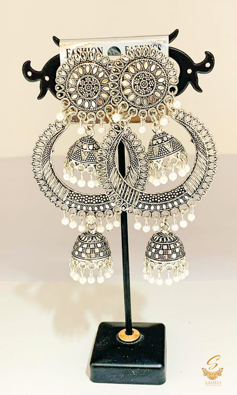 Oxidised Jhumka Earrings