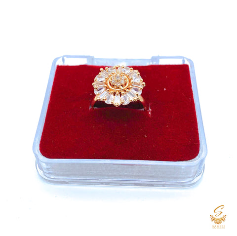 Beautiful shiny crystals golden and silver adjustable Ring