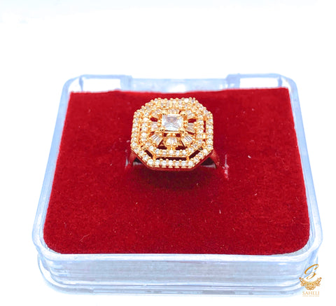 Beautiful shiny crystals golden and silver adjustable Ring