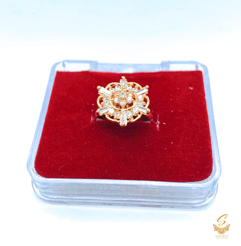 Beautiful shiny crystals golden and silver adjustable Ring