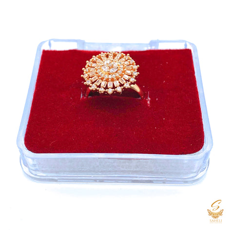 Beautiful shiny crystals golden and silver adjustable Ring