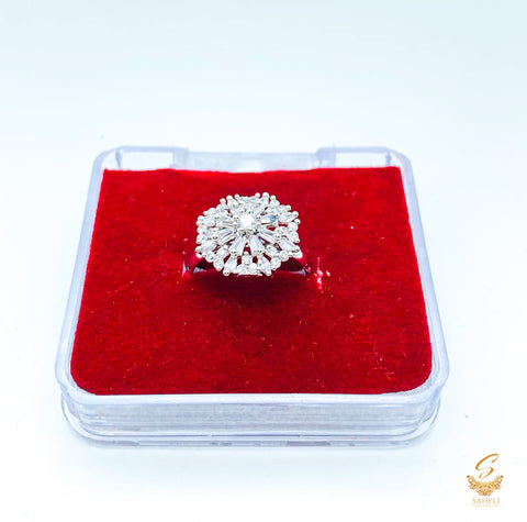 Beautiful shiny crystals silver stone adjustable Ring