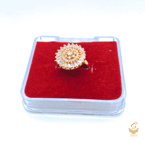 Beautiful shiny crystals golden and silver adjustable Ring