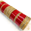 Beautiful Deep Cherry Red Colour Jerkan Kade Bridal Churra
