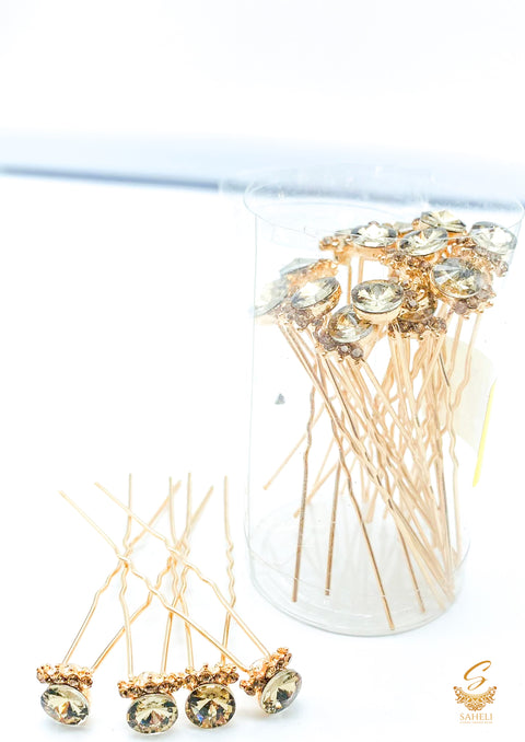 Dark gold Crystal Stones with jerkan stone design beautiful Jura Pins  PER BOX (20 Pins in 1Box)