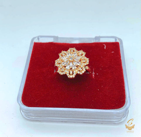 Beautiful shiny crystals golden and silver adjustable Ring