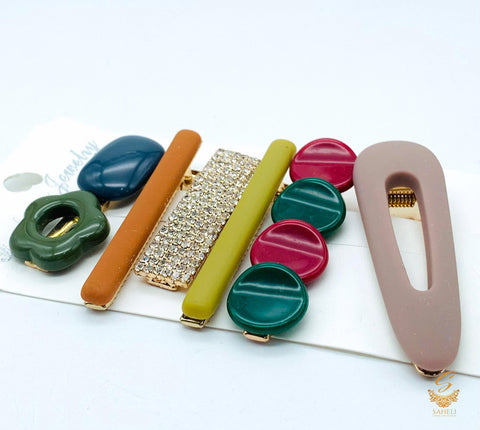 Fashion Pearls Acetate Geometric Hair Clips For Women Girls Headband Sweet Hairpins Barrettes Hair Accessories Set(4-6Pins Set)