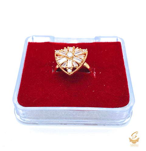 Beautiful shiny crystals golden and silver adjustable Ring