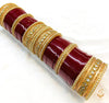 Beautiful Deep MAroon Colour Pearl & kundan Kade Bridal Churra