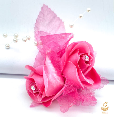 Beautiful coloured Rose with pearls For hair styling (price per Rose)