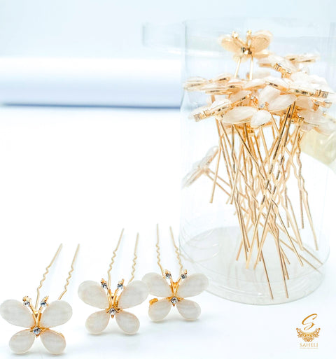 Pastel rosegold Crystal Stones with jerkan stone butterfly design beautiful Jura Pins(PER BOX) (20 Pins in 1Box)