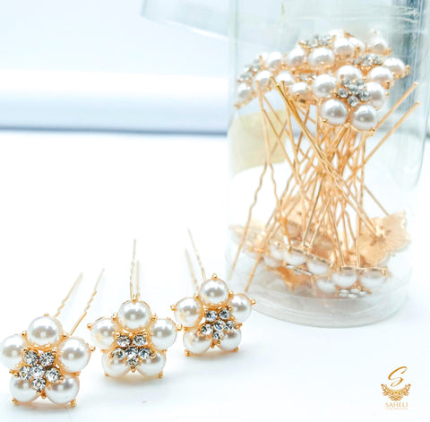 White Pearl with jerkan stone design beautiful Jura Pins (20 Pins in 1Box)