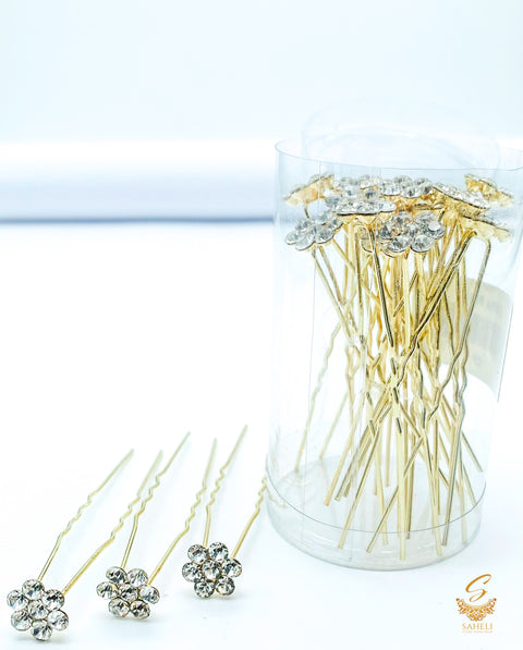 Silver  jerkan stone flower design beautiful Jura Pins  PER BOX (20 Pins in 1Box)