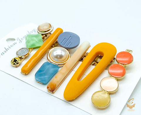Fashion Pearls Acetate Geometric Hair Clips For Women Girls Headband Sweet Hairpins Barrettes Hair Accessories Set(4-6Pins Set)