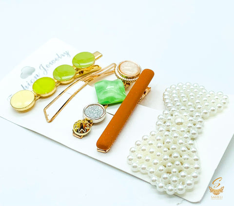 Fashion Pearls Acetate Geometric Hair Clips For Women Girls Headband Sweet Hairpins Barrettes Hair Accessories Set(4-6Pins Set)