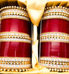 Beautiful Cherry Red Colour Kundan Kade Dotted Bridal Churra