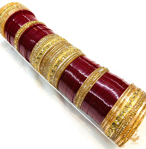 Beautiful Deep  Maroon Colour Jerkan Kade Bridal Churra