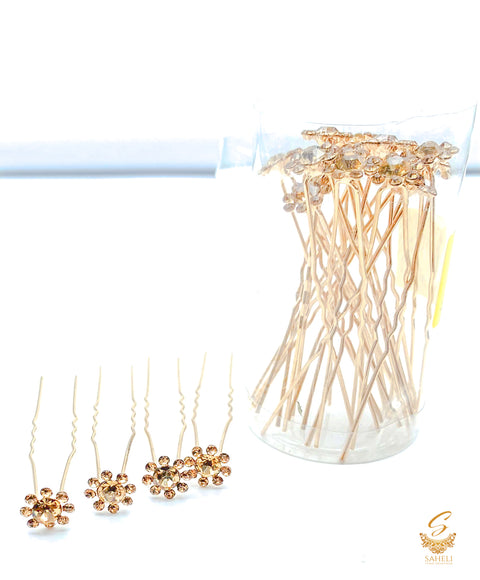 Golden  jerkan stone flower design beautiful Jura Pins  PER BOX (20 Pins in 1Box)