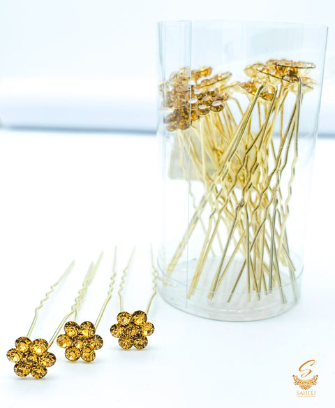Golden jerkan stone flower design beautiful Jura Pins  PER BOX (20 Pins in 1Box)