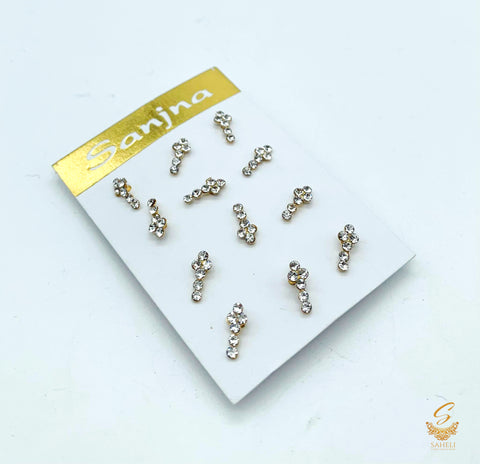 Beautiful shiny jerkan silver stone Nose Pin (Each)