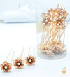 Golden colour pearls withjerkan stone flower design beautiful Jura PinsPER BOX (20 Pins in 1Box)