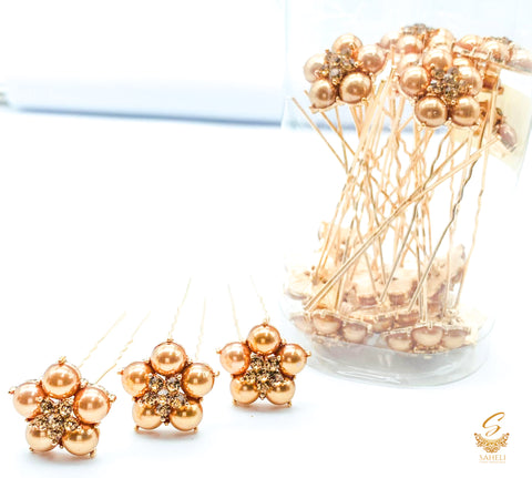 Golden  Pearl with jerkan stone design beautiful Jura Pins (20 Pins in 1Box)