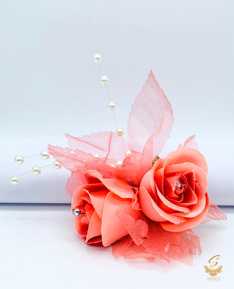 Beautiful coloured Rose with pearls For hair styling (price per Rose)