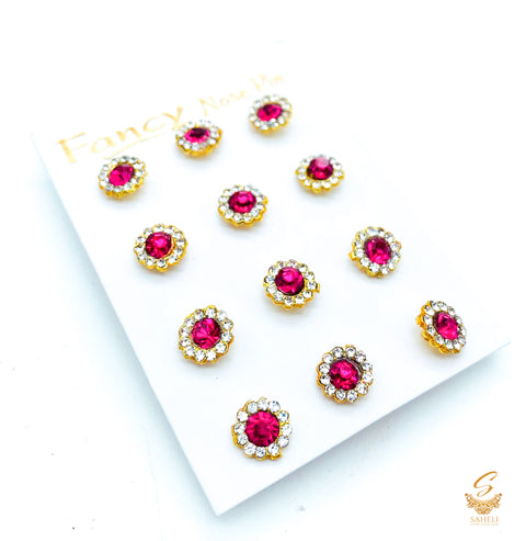 Beautiful shiny jerkan silver stone Nose Pin (Each)