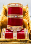 Beautiful Deep Cherry Red Colour Dotted Kade Bridal Churra