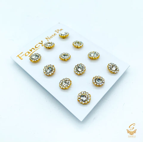 Beautiful shiny jerkan silver stone Nose Pin (Each)