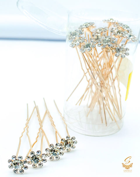 Silver  jerkan stone flower design beautiful Jura Pins  PER BOX (20 Pins in 1Box)