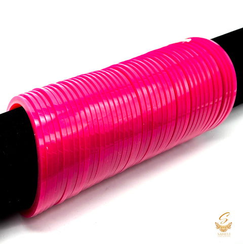 Mazenta colour Plain Plastic Churra Bangles (40 Bangles)