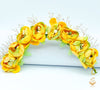 Yellow colour Floral Gajra with pearls