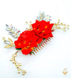 Rose Flower Hair Comb with crystal stones and pearl