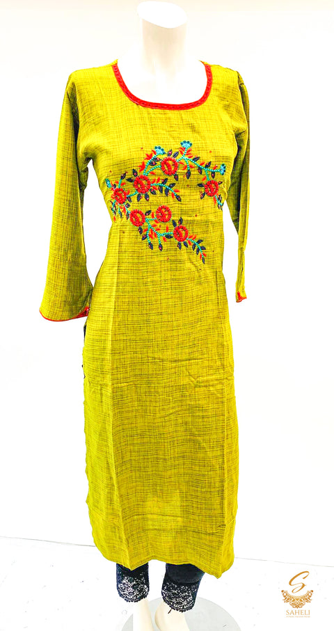 Rayon Based Embroidered Kurti